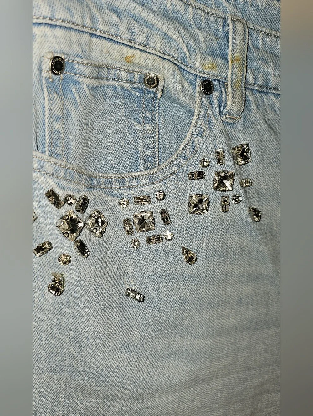 MACY'S: ON 34th Embellished-Collar Denim Shirt & Embellished Barrel-Leg Jean